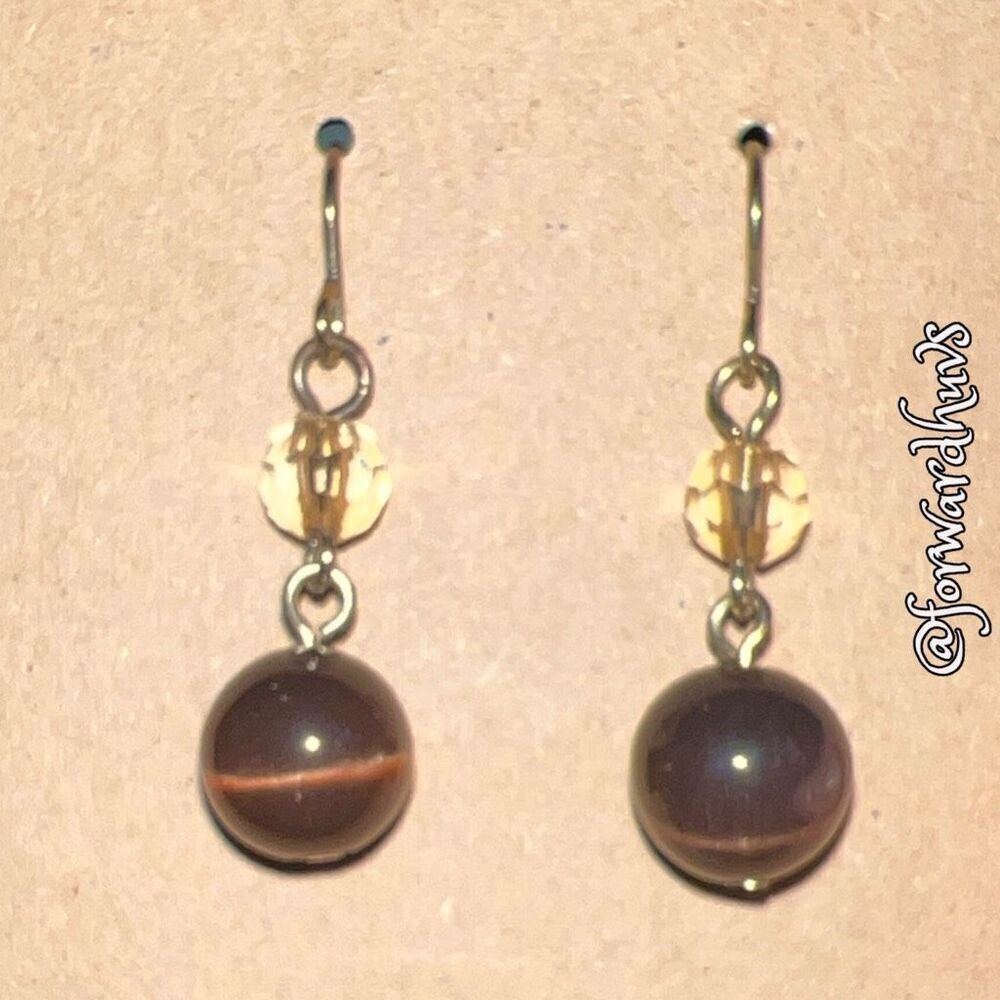 Bundle Sale 3 for $15 | Tiger Eye with Faceted Golden Crystal Beads